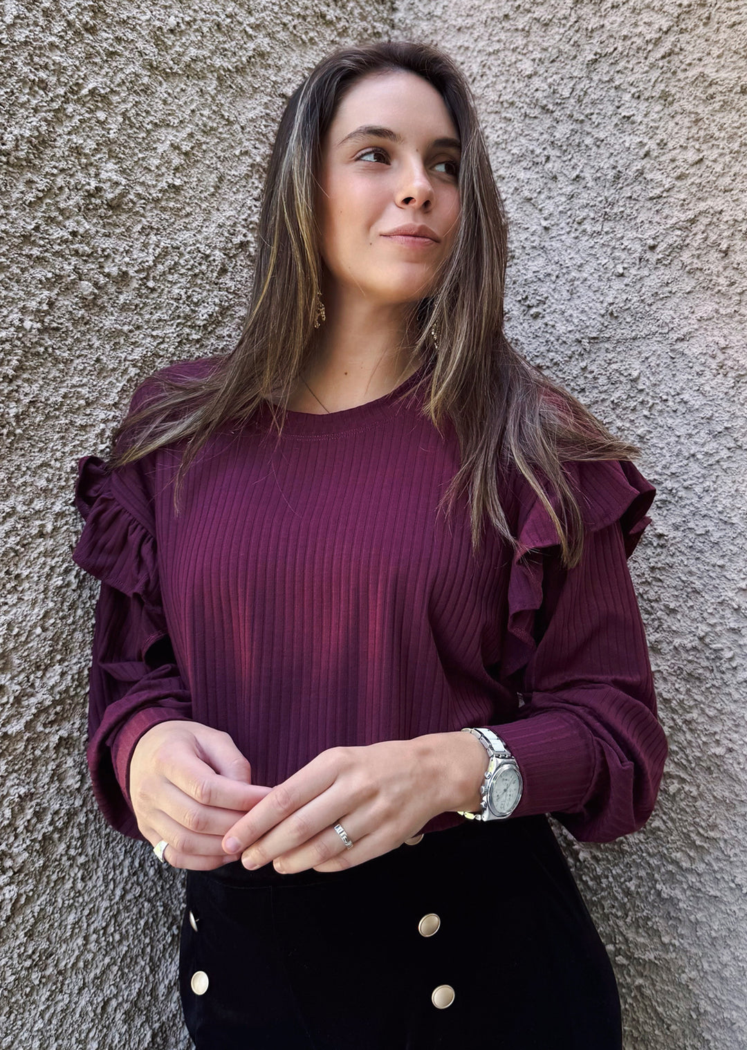 Polera Ada | Burdeo, canutón