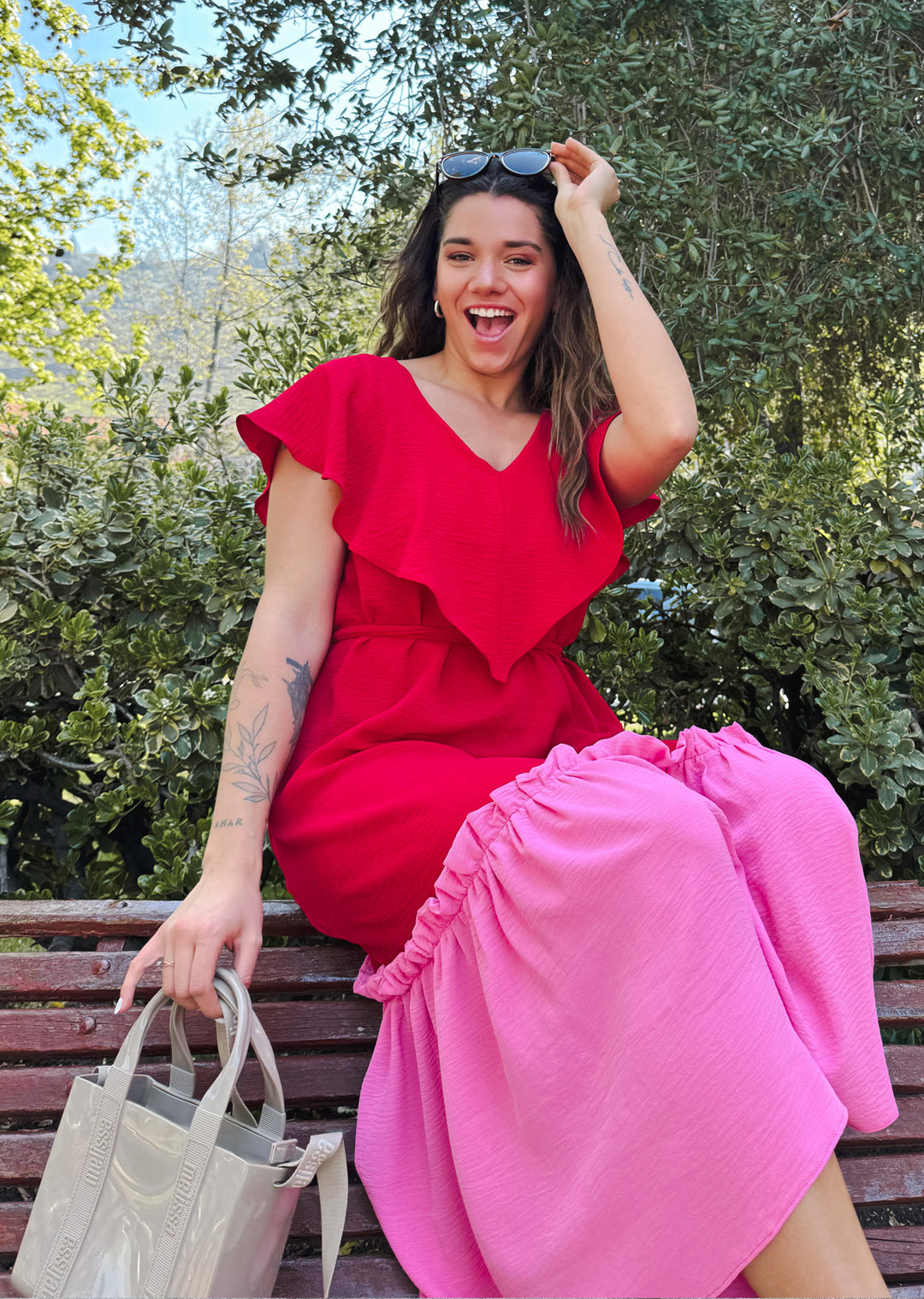 Vestido Clara | Fucsia + Rojo