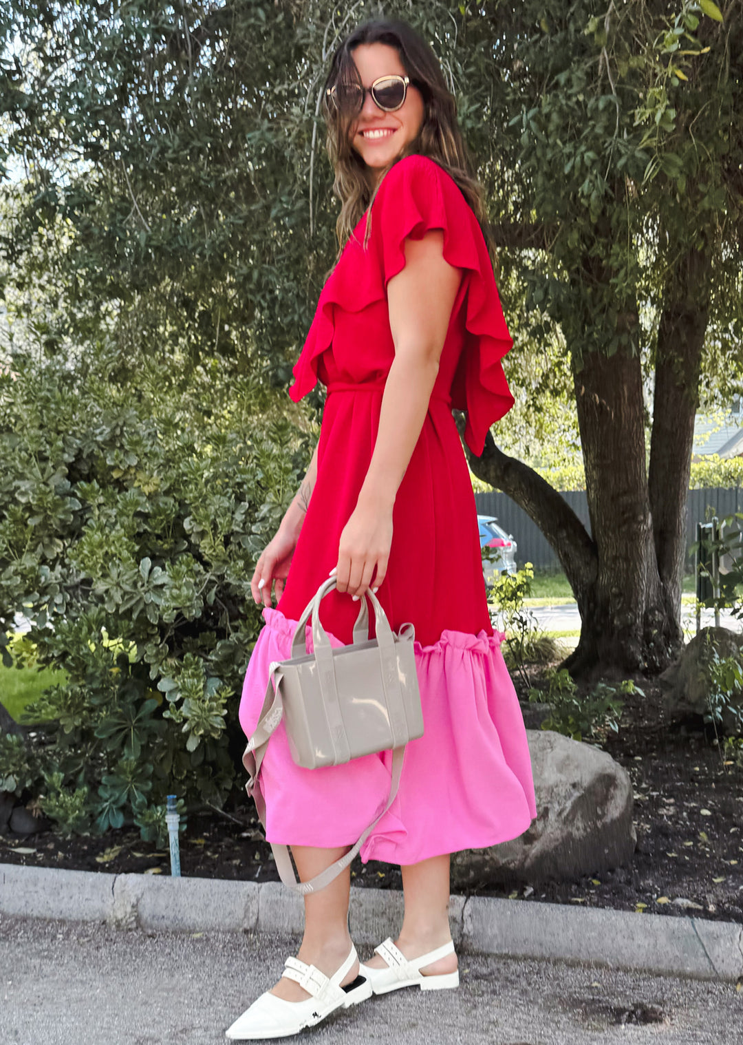 Vestido Clara | Fucsia + Rojo