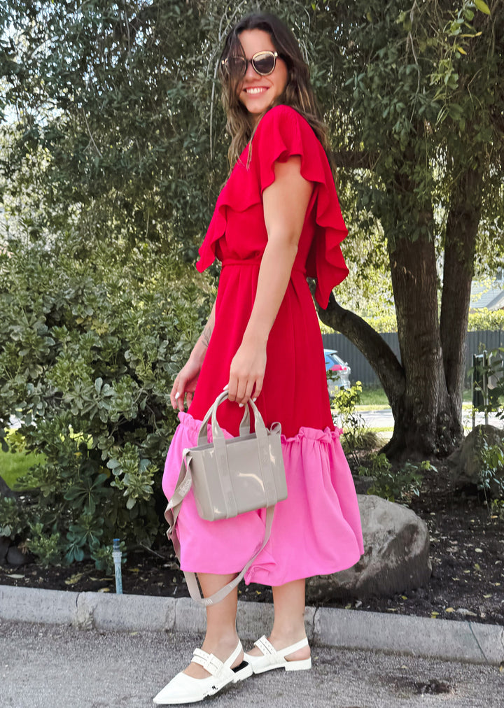 Vestido Clara | Fucsia + Rojo