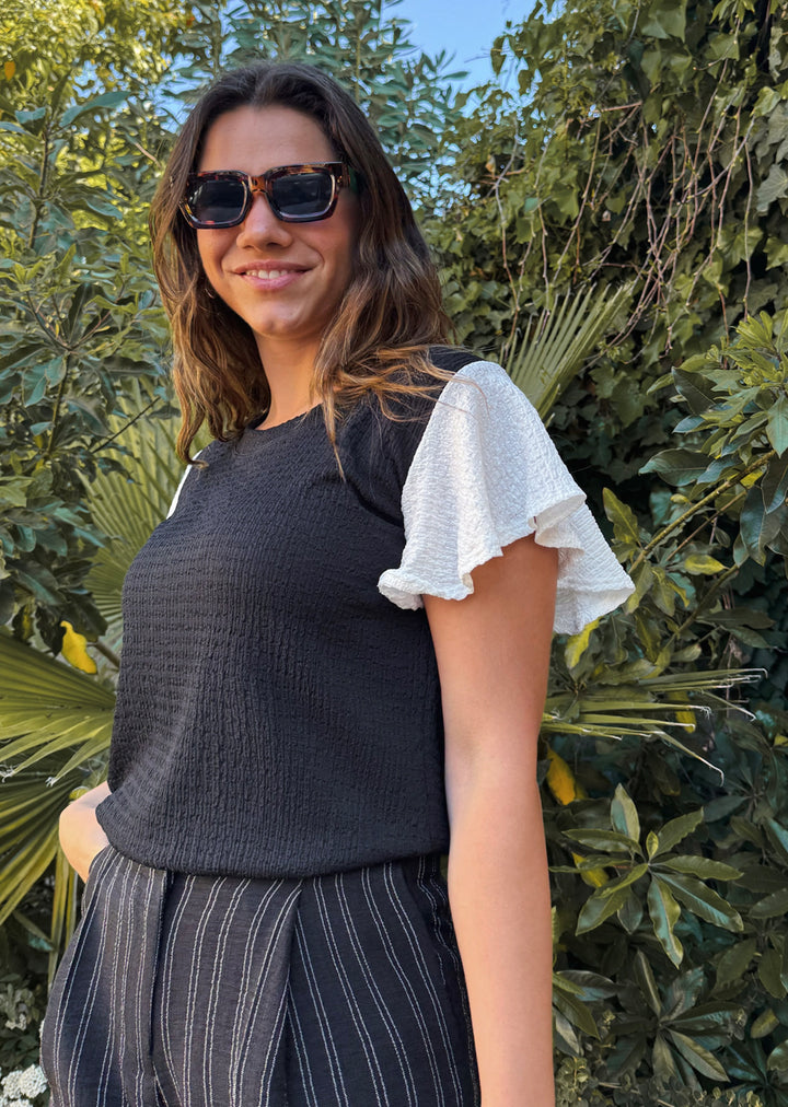 Polera Amparo | Negro + Crudo