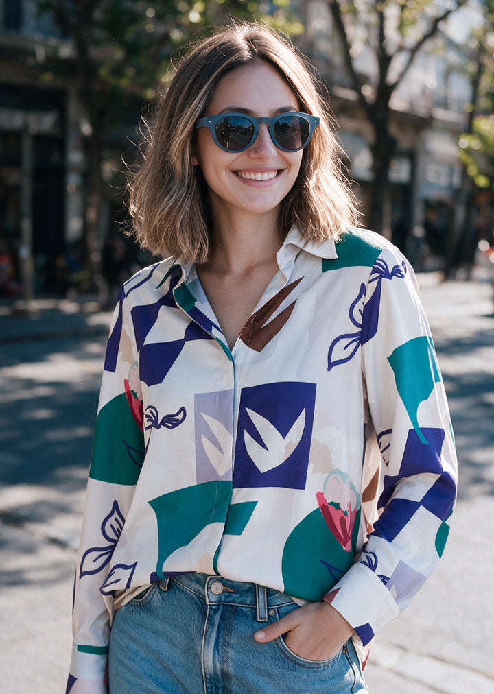 Blusa Bernarda | Estampado , azul y lila