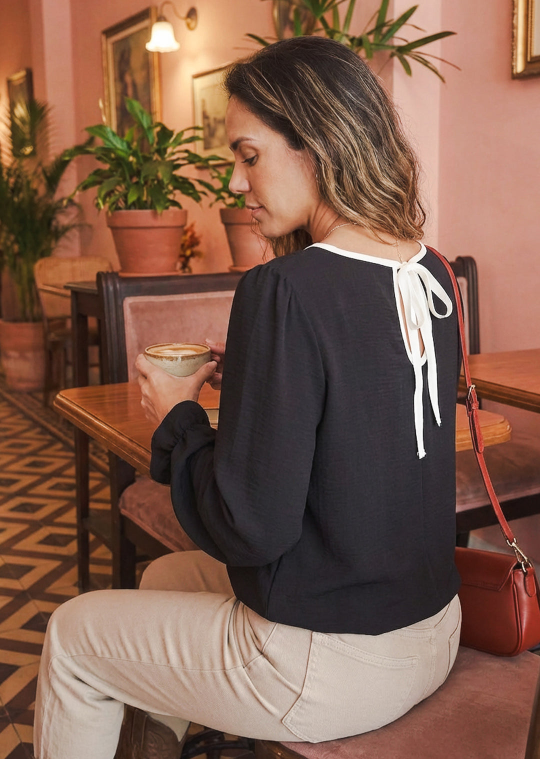 Blusa Gloria Manga Larga | Negra, crudo