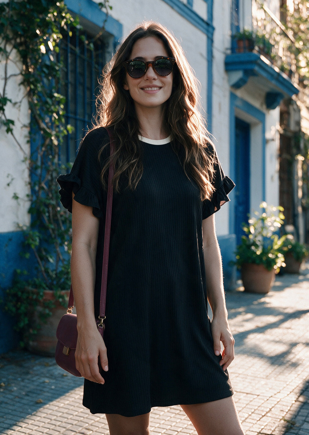 Vestido Clari | Negro, crudo