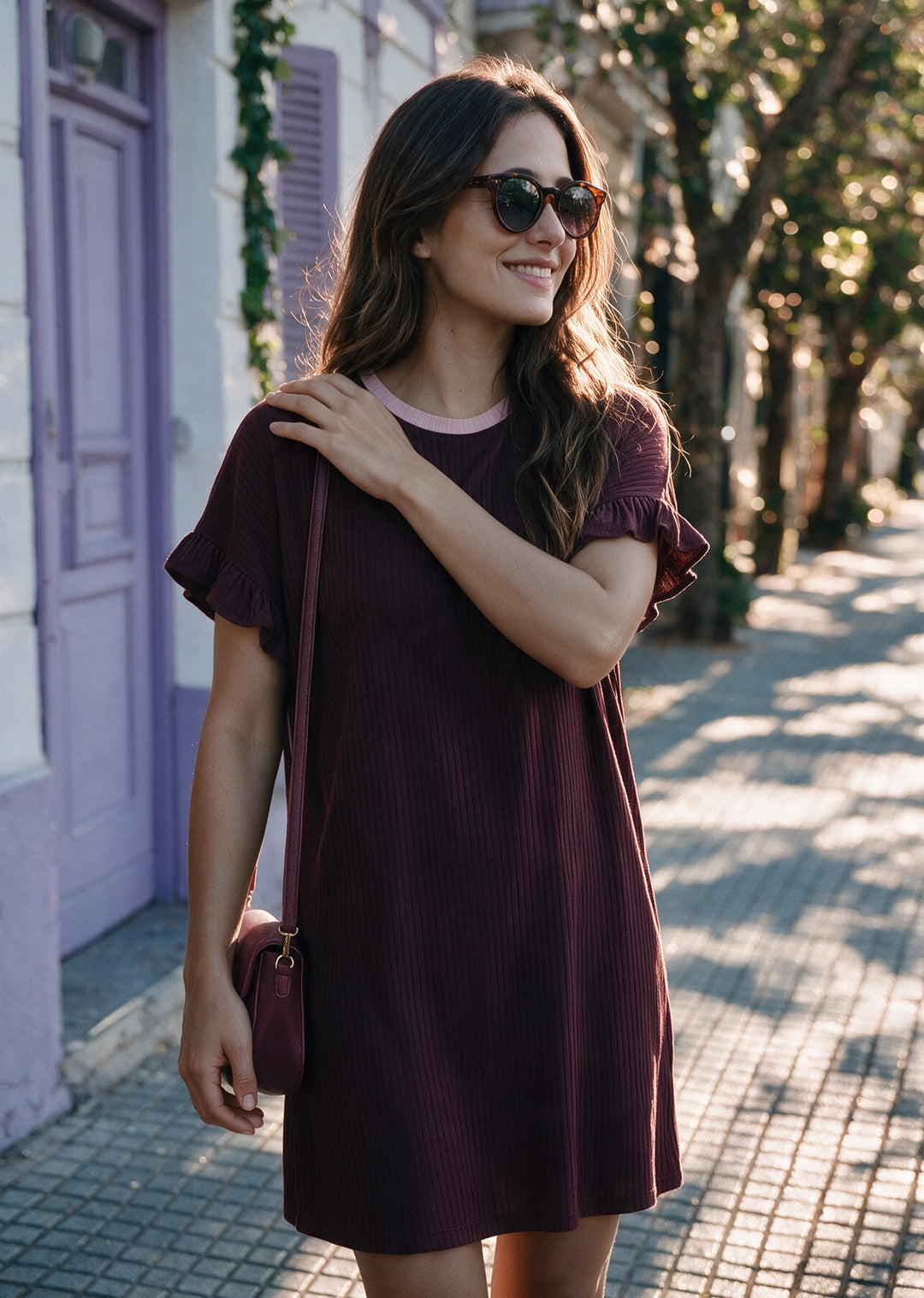 Vestido Clari | Burdeo, palo rosa
