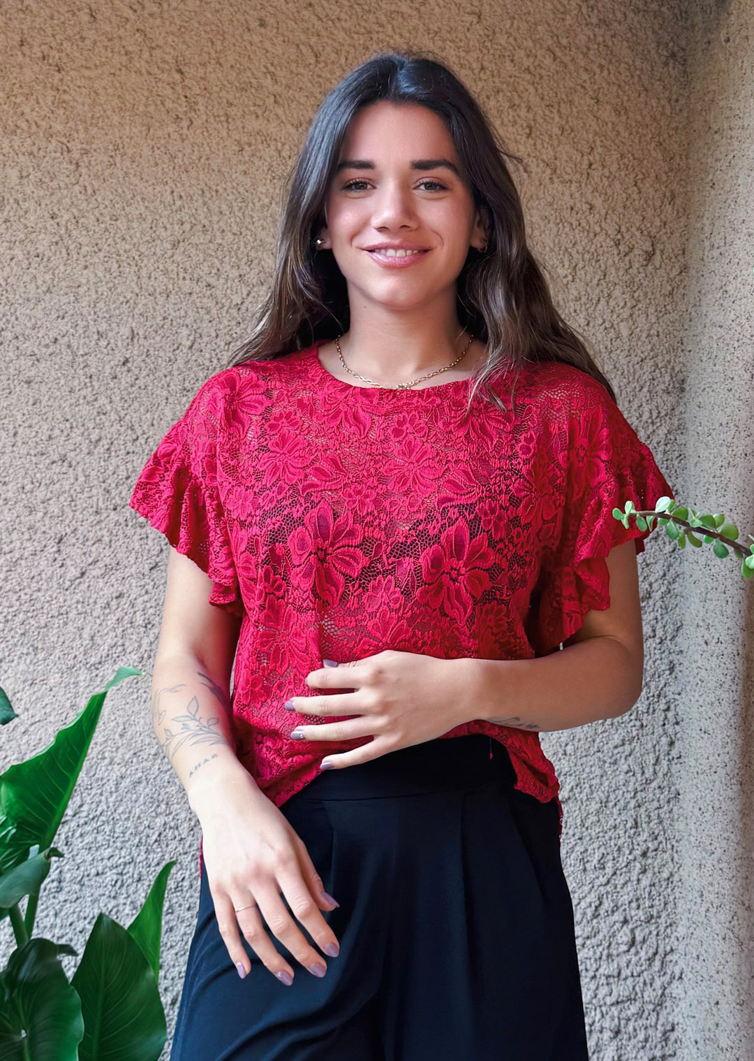 Polera Diana | Encaje Rojo