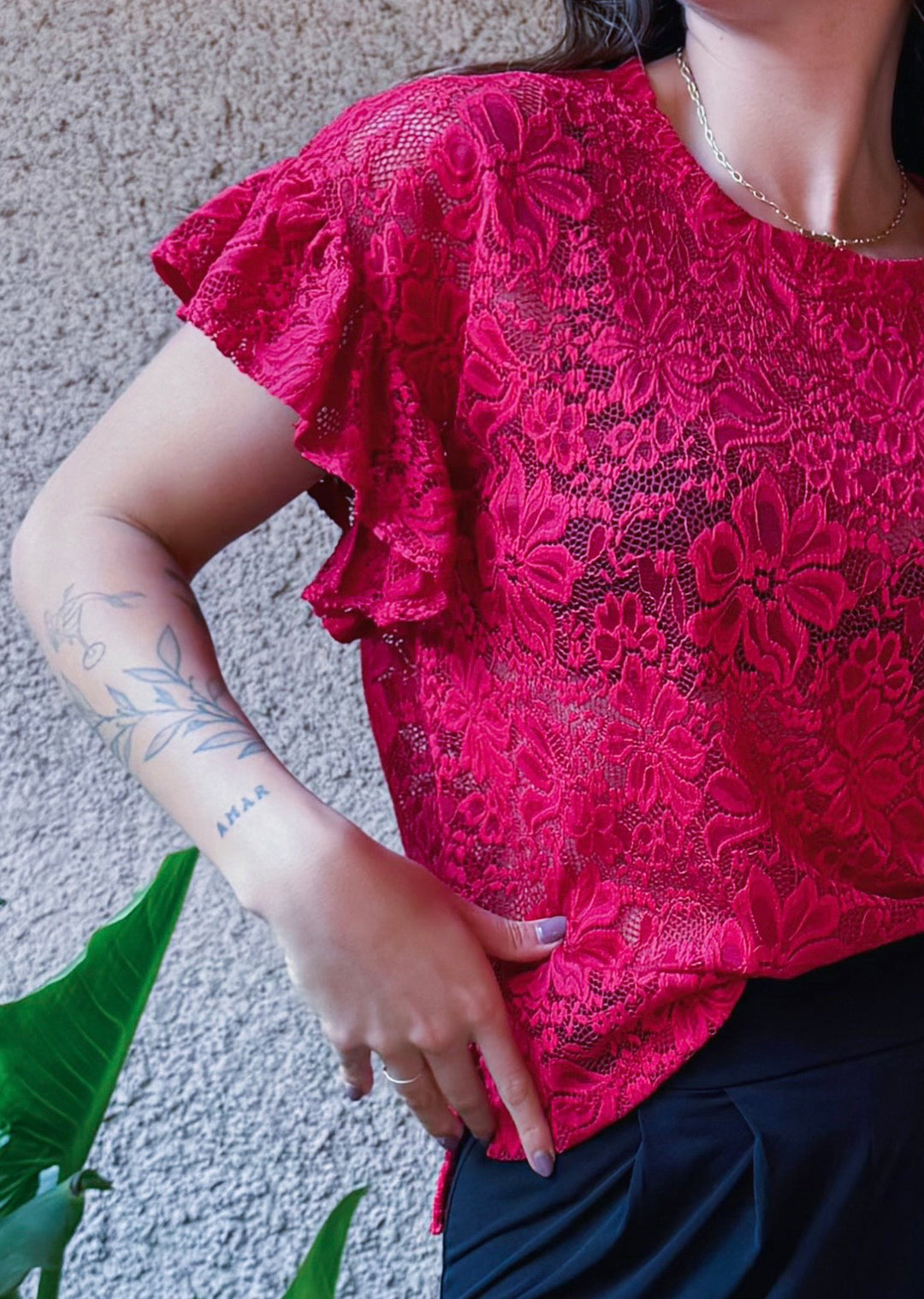Polera Diana | Encaje Rojo