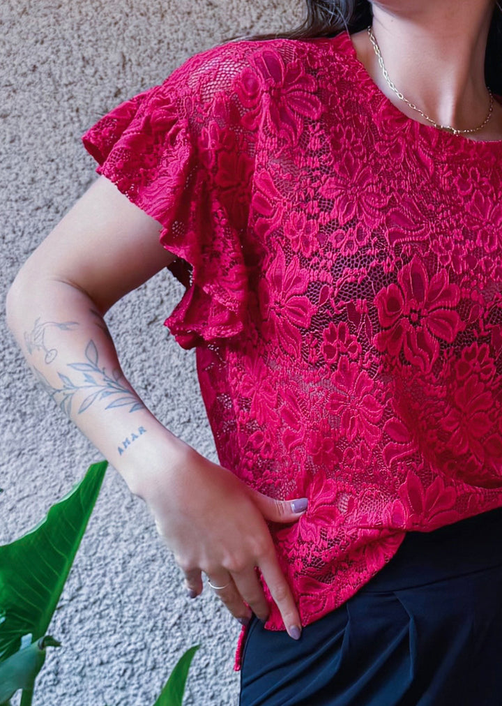 Polera Diana | Encaje Rojo