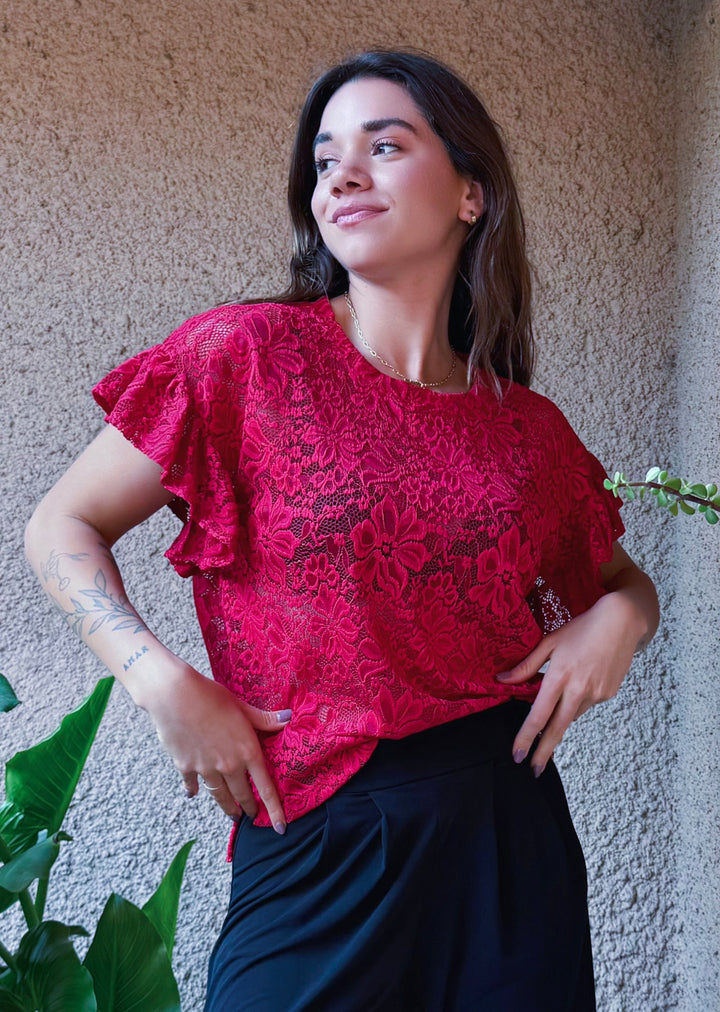 Polera Diana | Encaje Rojo