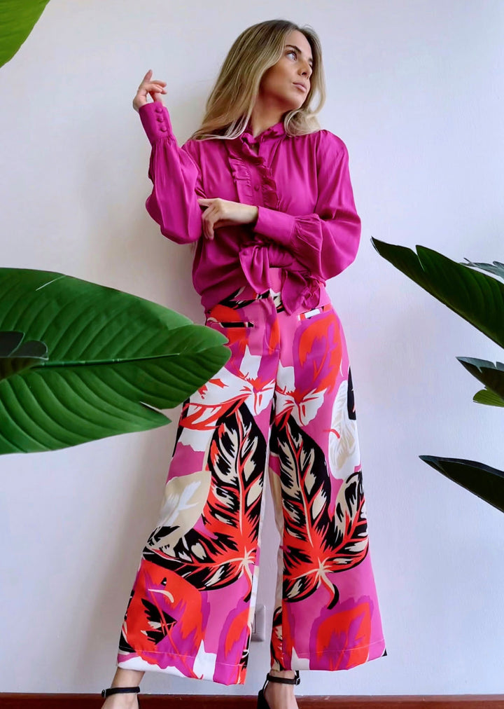 Pantalón Lina | Estampado - Fucsia