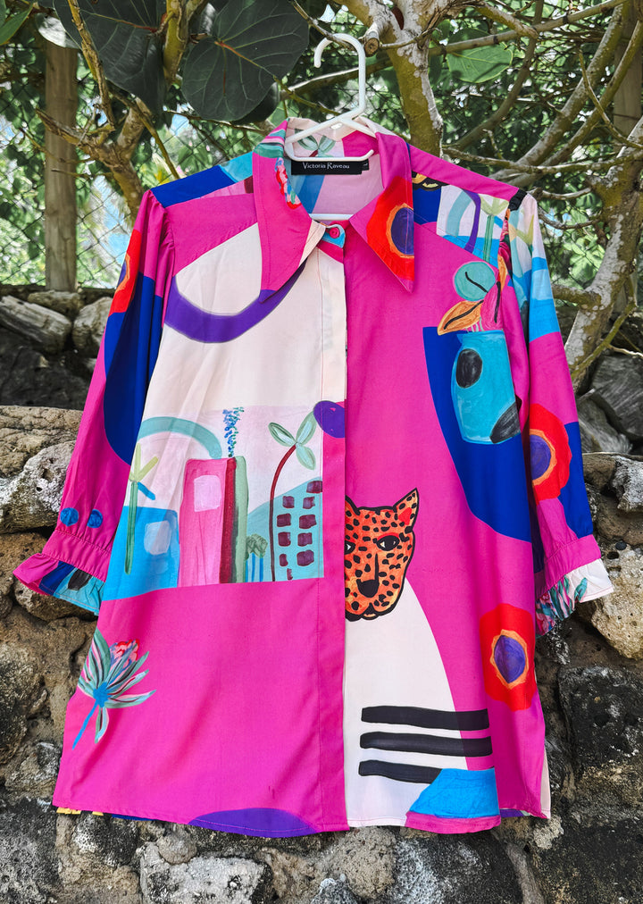 Blusa Aurora | Pintura Fondo Fucsia