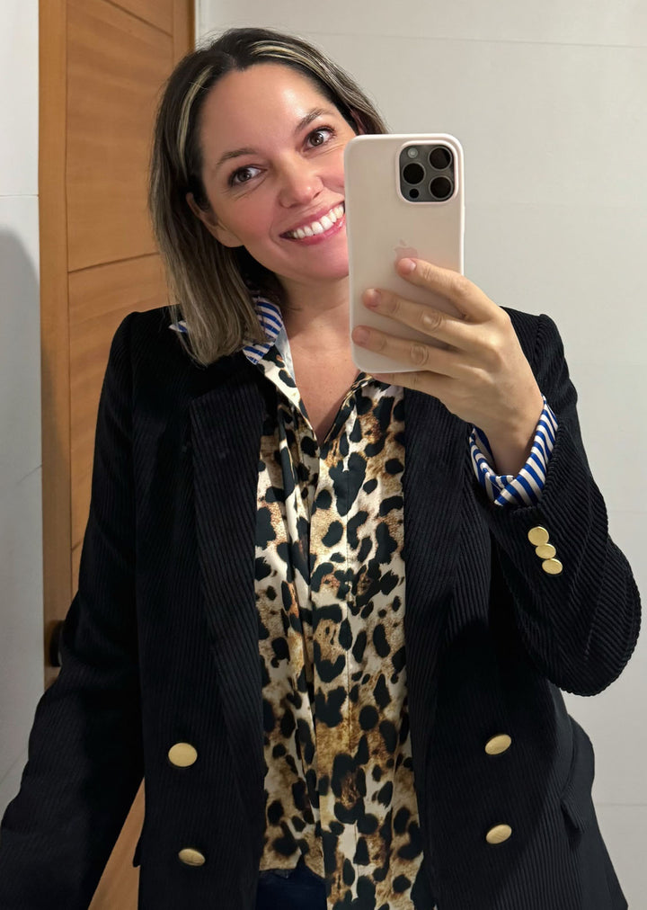 Blazer Lupe Cotelé | Negra