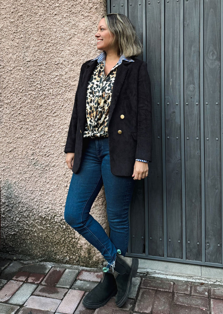 Blazer Lupe Cotelé | Negra
