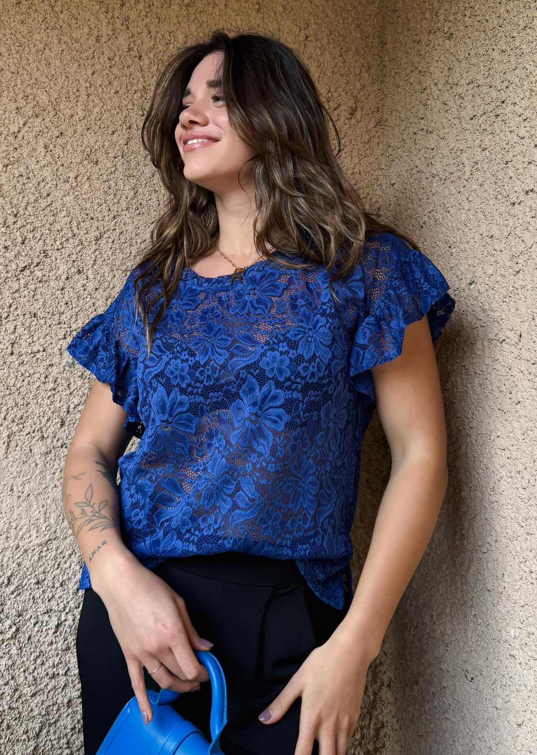 Polera Diana | Encaje Azul