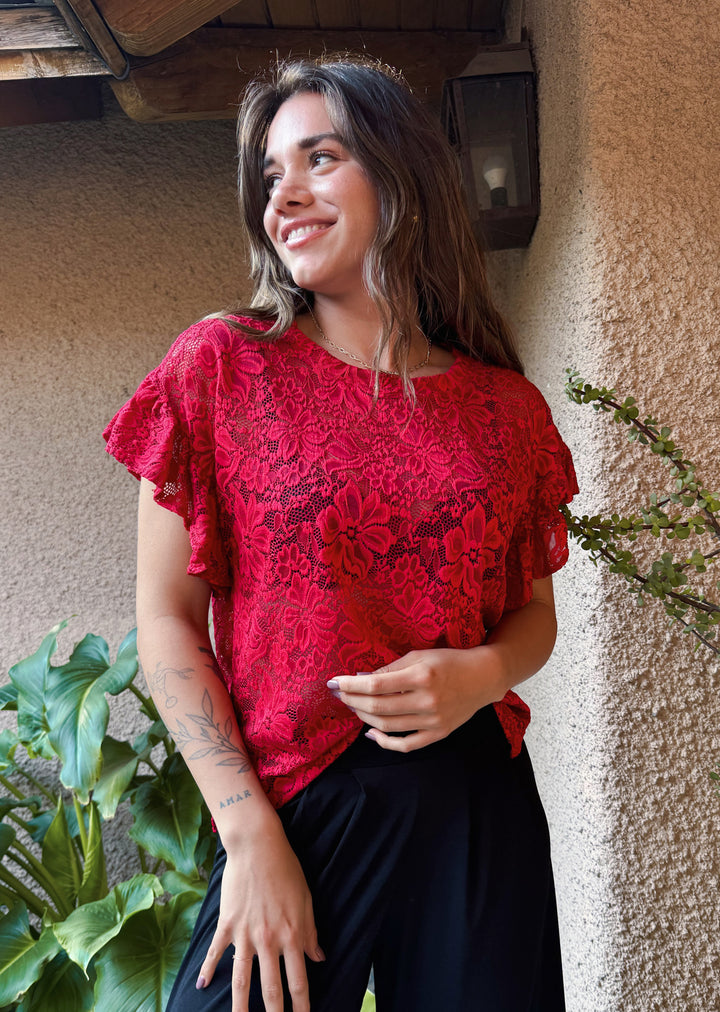 Polera Diana | Encaje Rojo