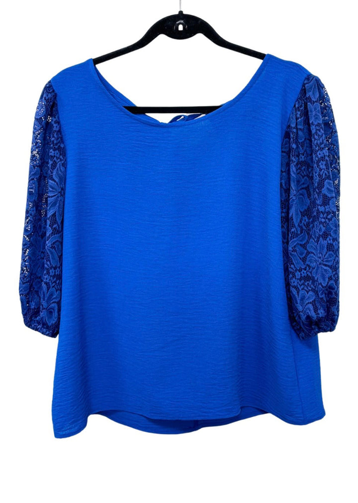 Blusa Gloria | Azul + encaje
