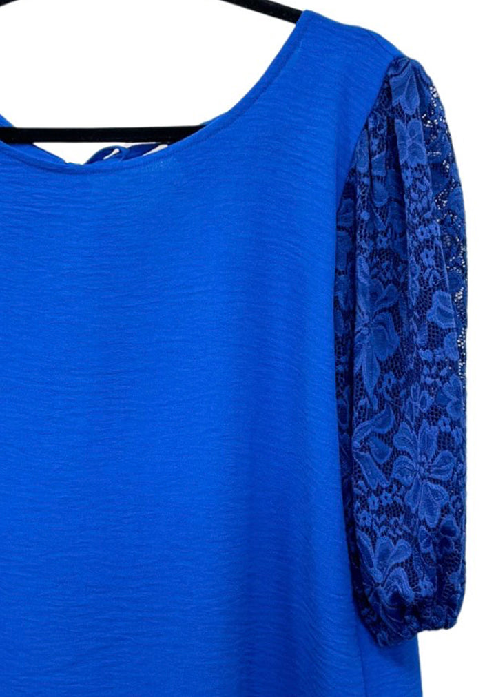Blusa Gloria | Azul + encaje