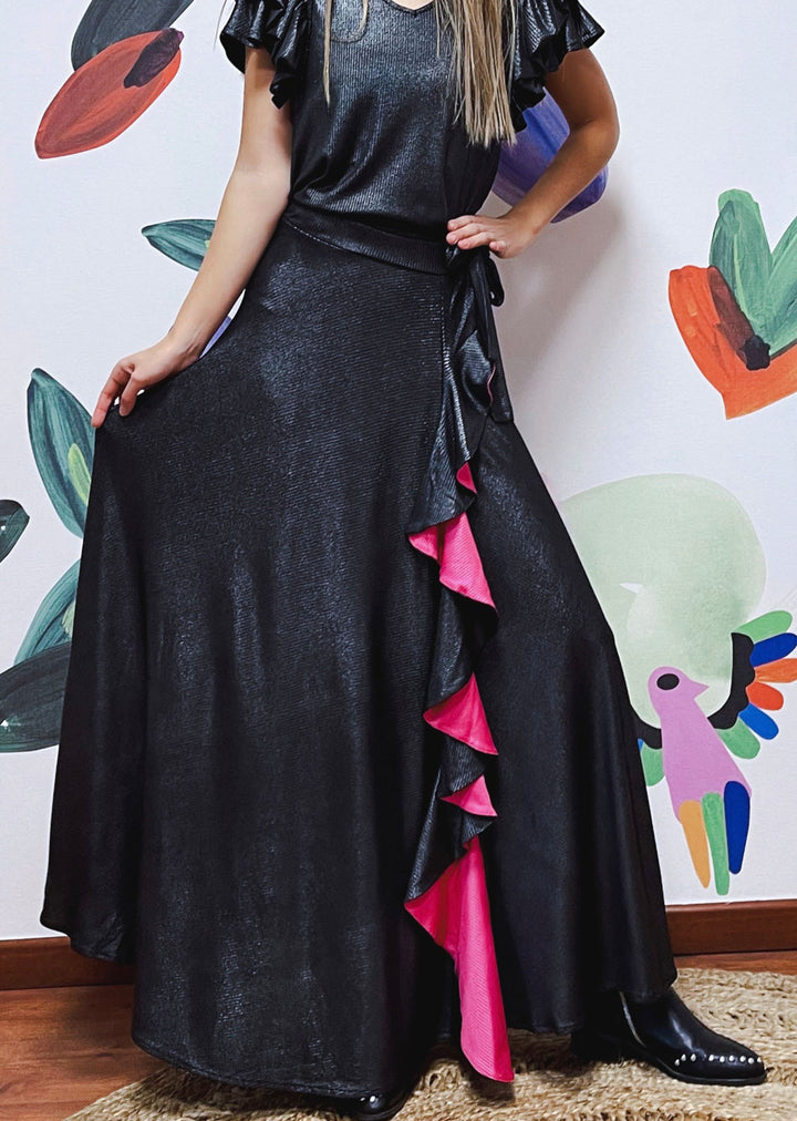 Pollera Mía | Negra - Fucsia
