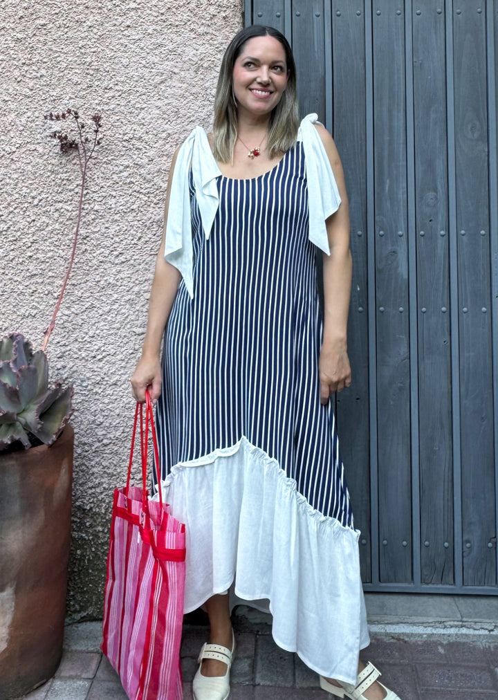 Vestido Lourdes | Navy y Blanco