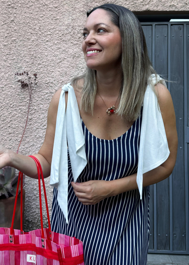 Vestido Lourdes | Navy y Blanco