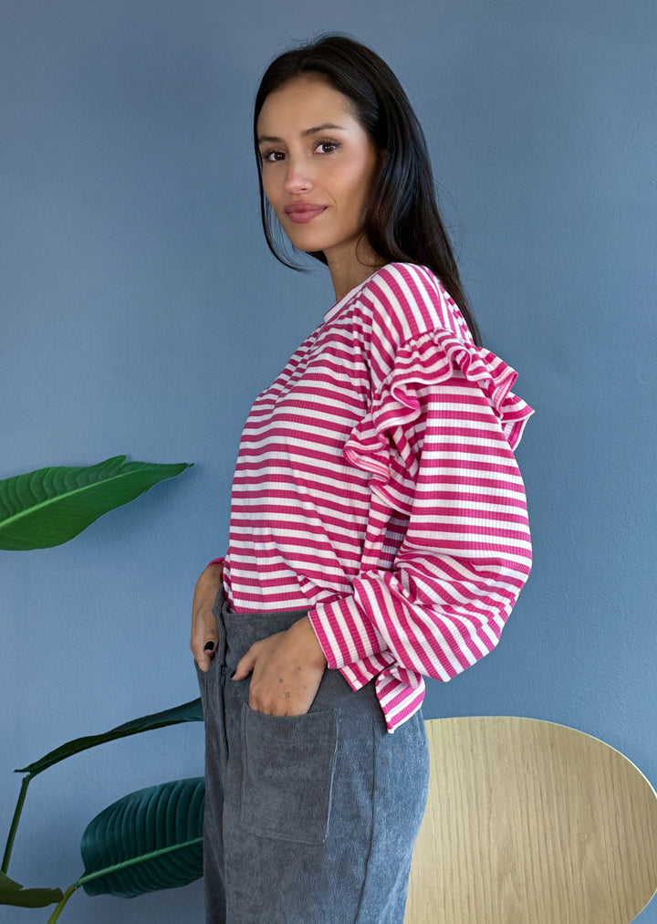 Polera Ada | Rayas Fucsia