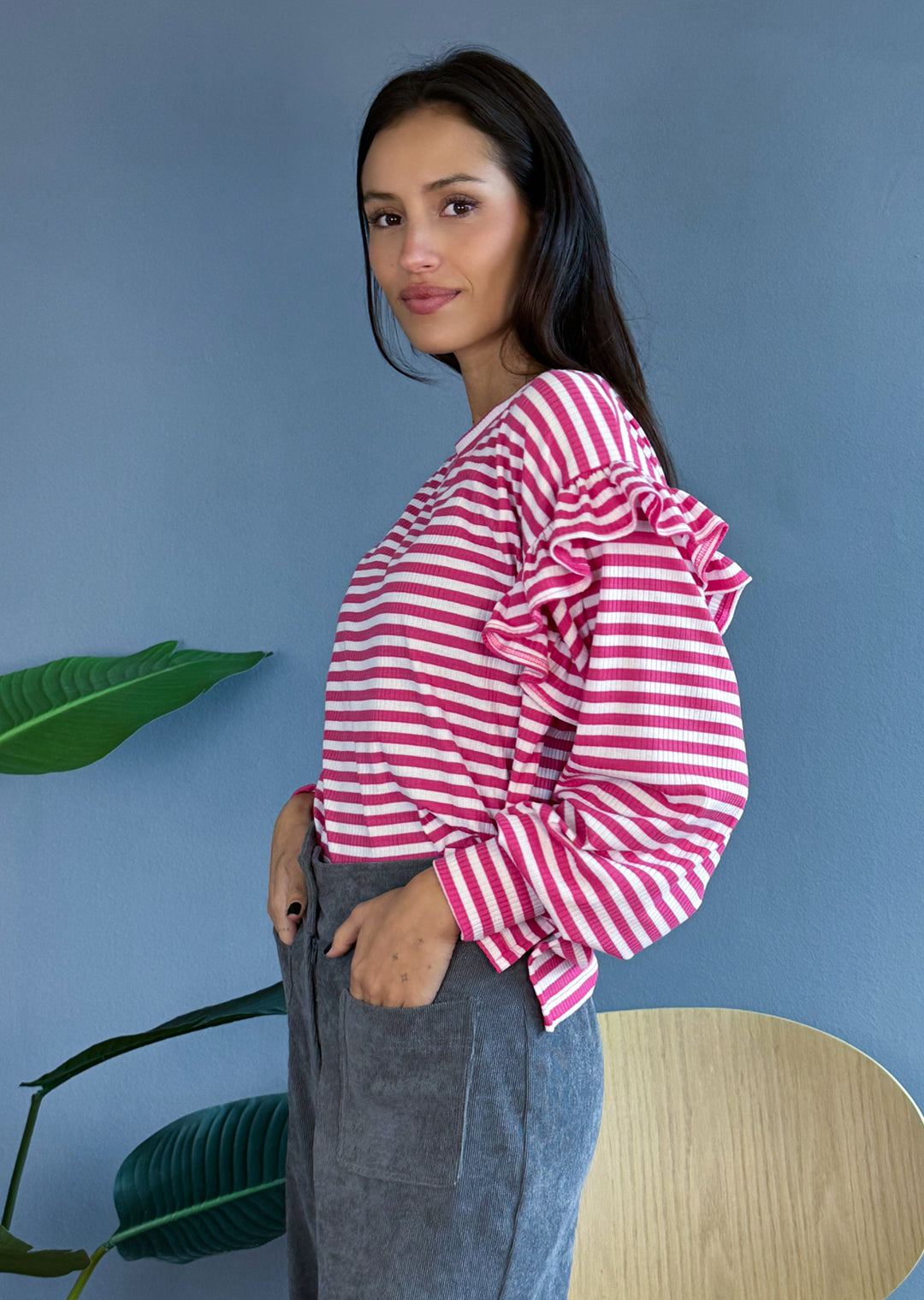 Polera Ada | Líneas Fucsia