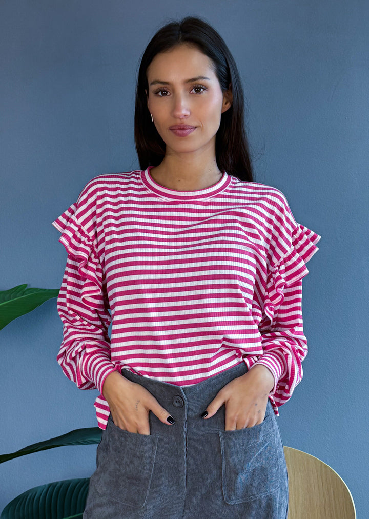 Polera Ada | Líneas Fucsia
