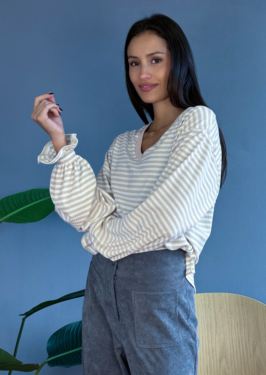 Polera Elvira | Líneas Beige