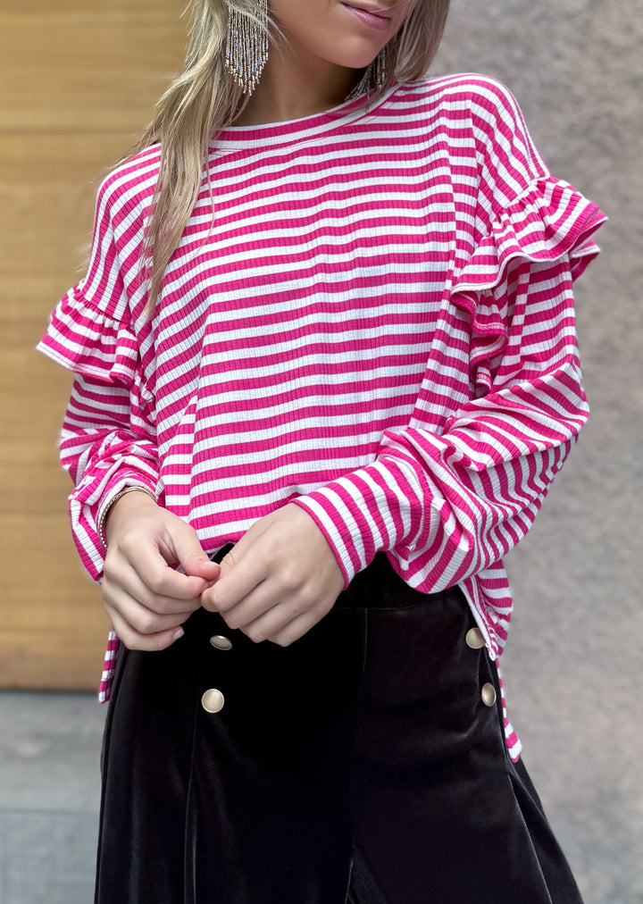 Polera Ada | Rayas Fucsia