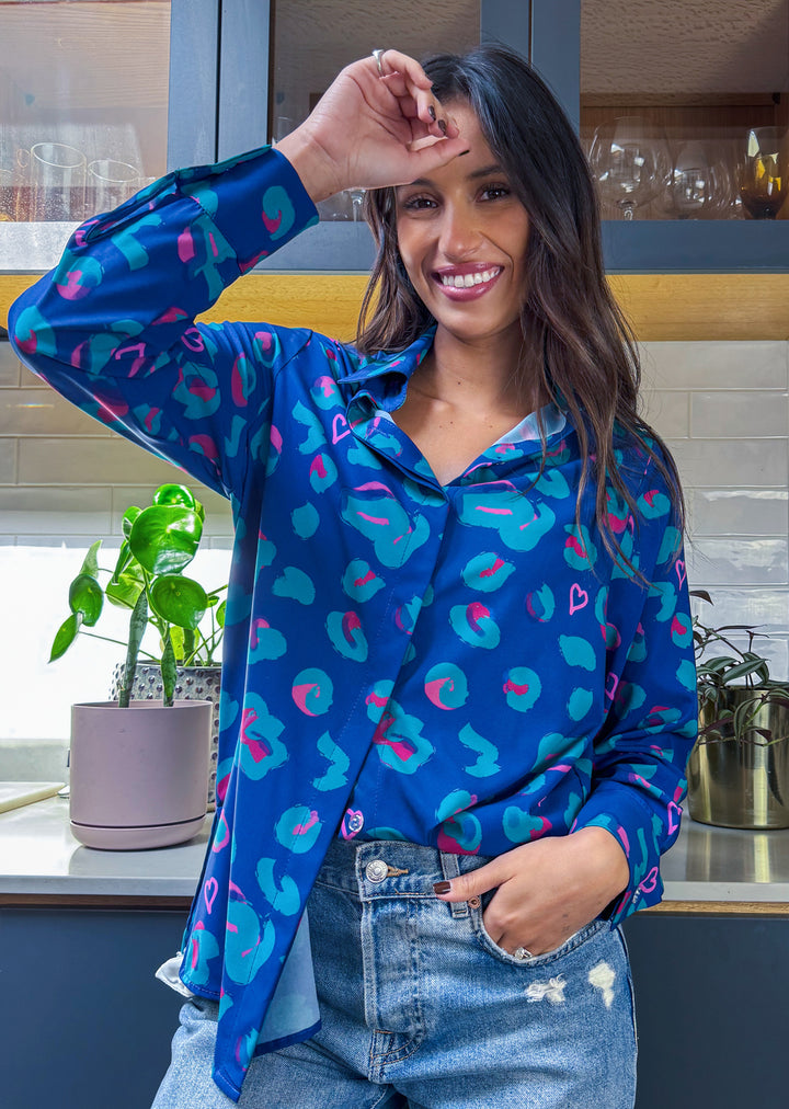 Blusa Bernarda | Print Corazón Azul