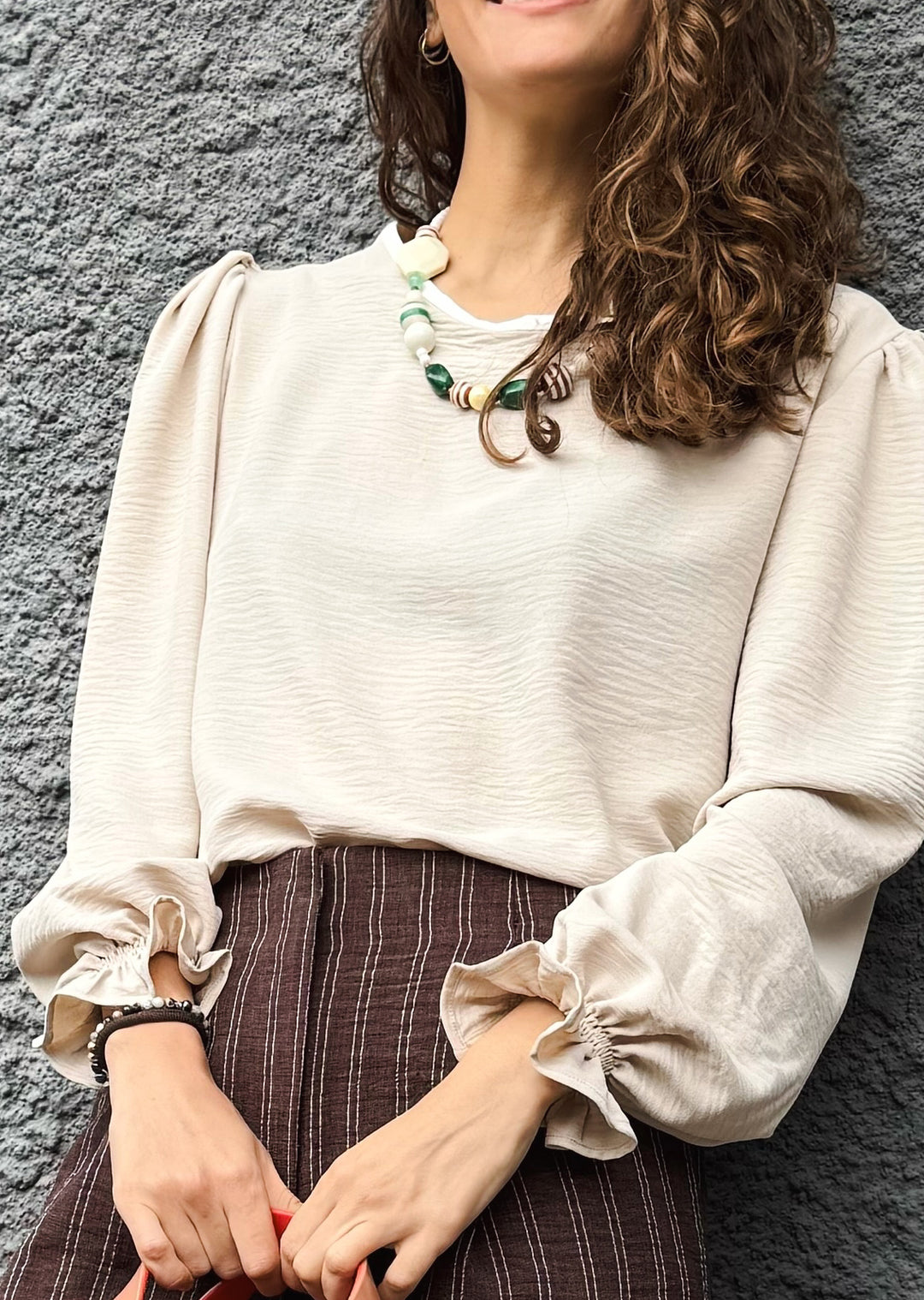 Blusa Gloria Manga Larga | Beige, Crudo