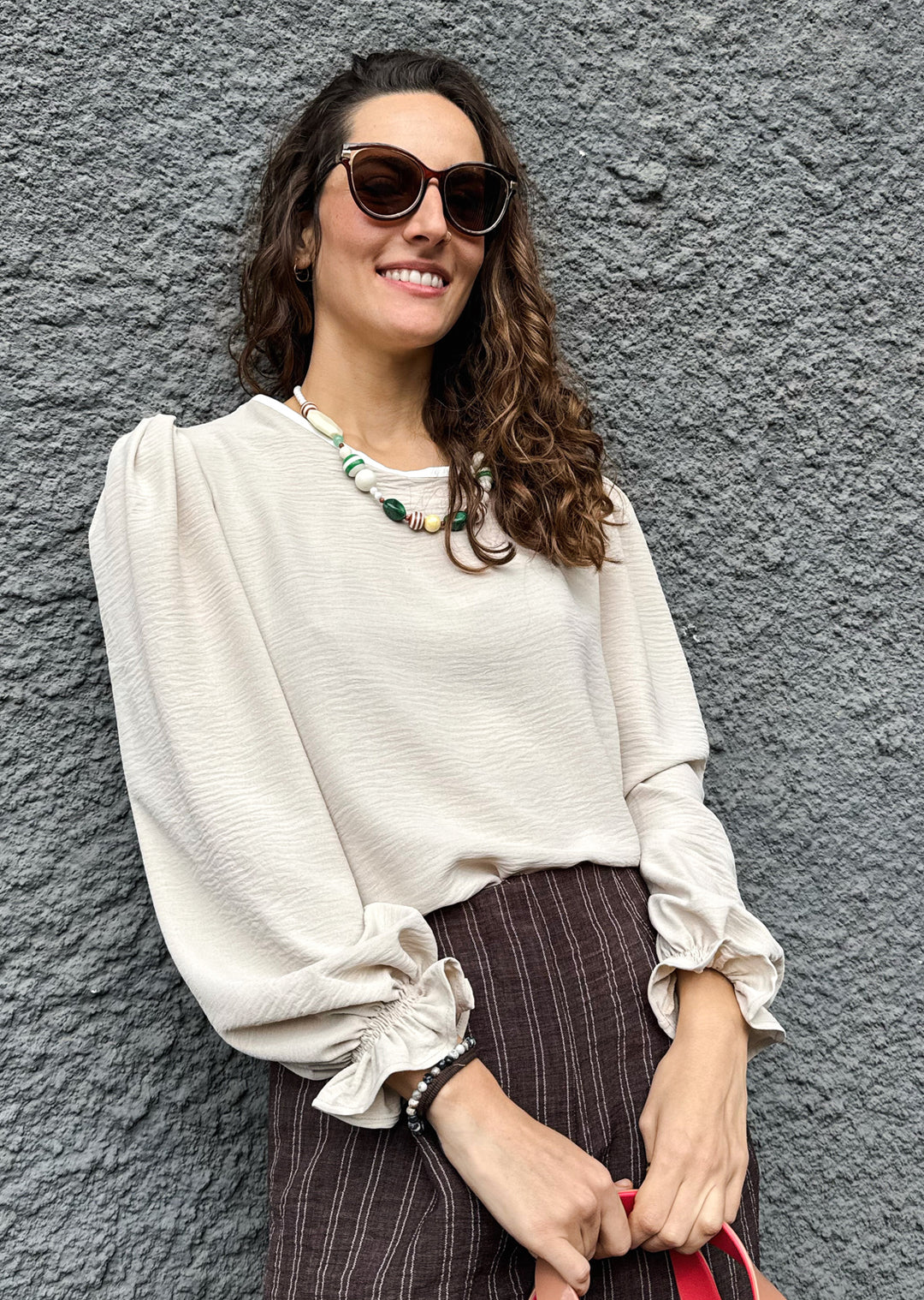 Blusa Gloria Manga Larga | Beige, Crudo