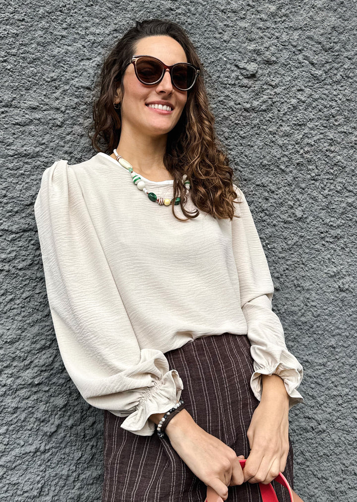 Blusa Gloria Manga Larga | Beige, Crudo