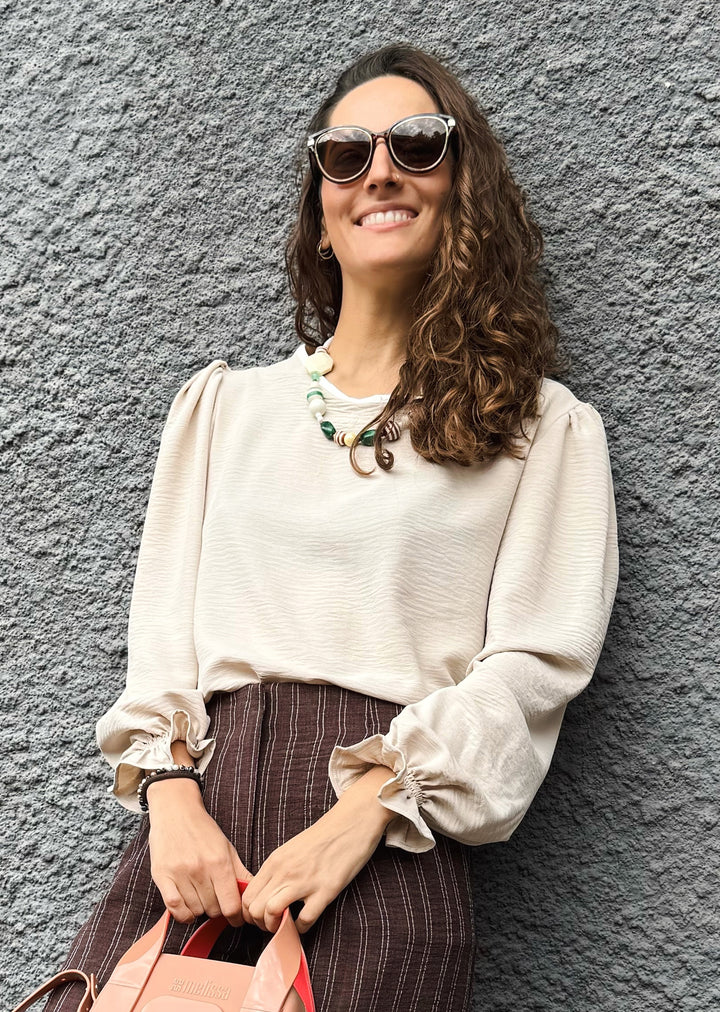 Blusa Gloria Manga Larga | Beige, Crudo