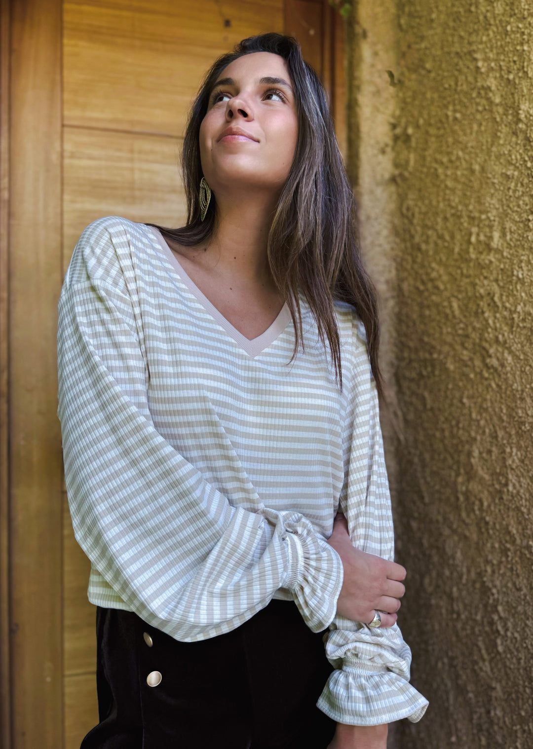 Polera Elvira | Líneas Beige