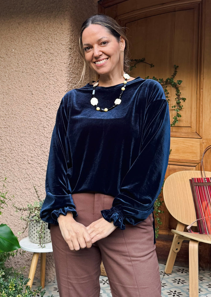 Polera Ada | Velvet, Navy