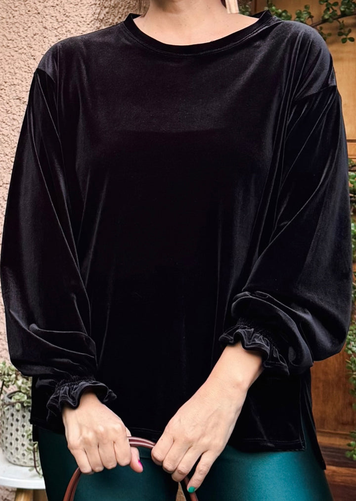 Polera Ada | Velvet, Negro