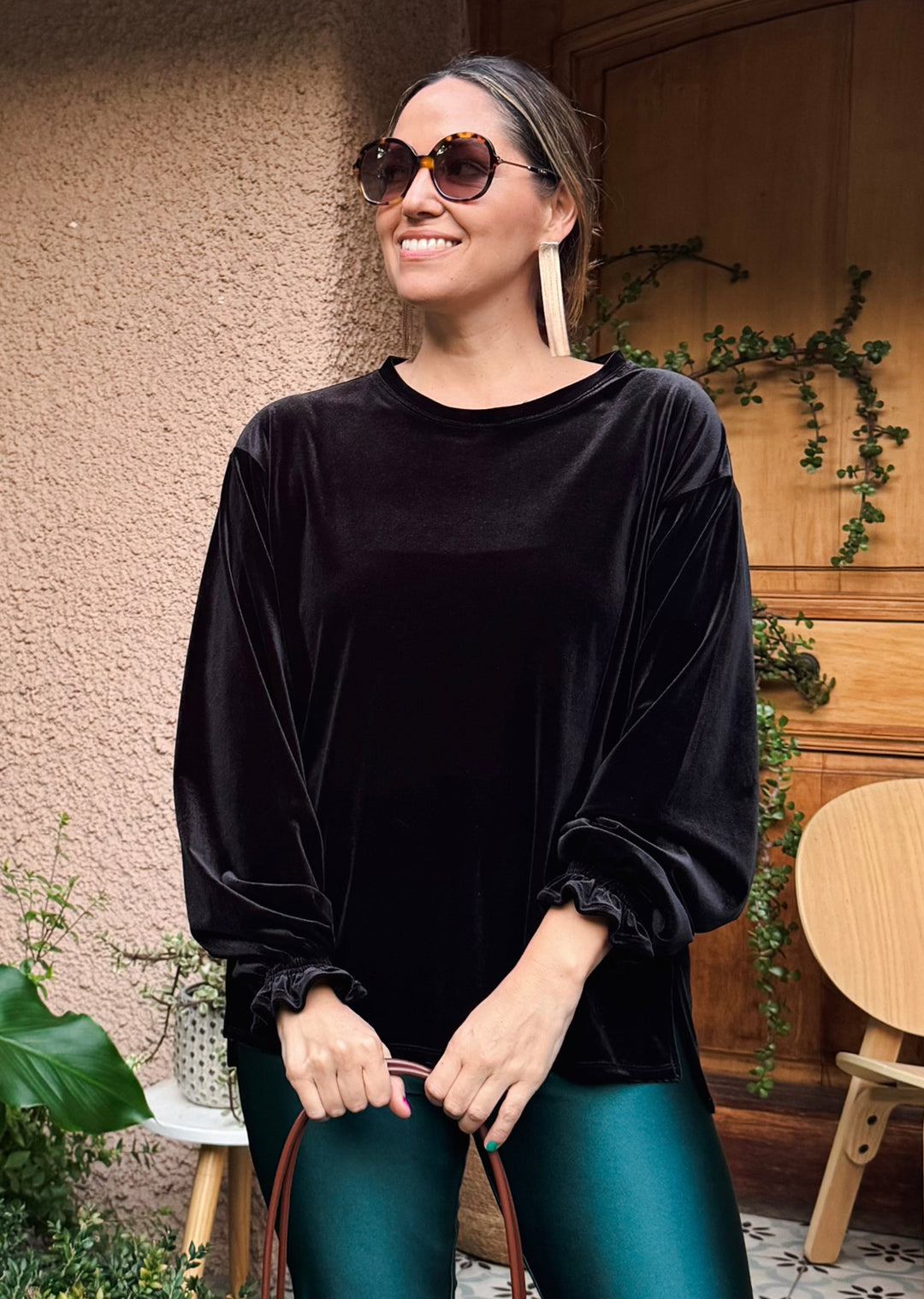Polera Ada | Velvet, Negro