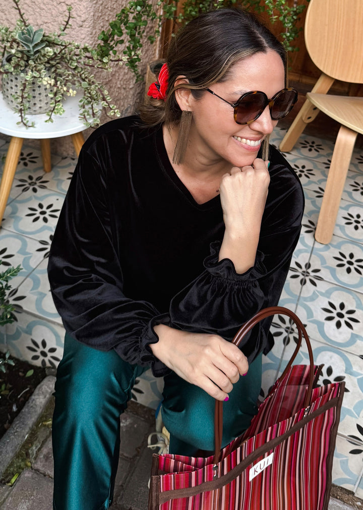 Polera Ada | Velvet, Negro