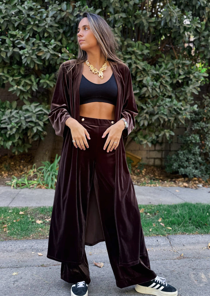 Kimono Maxi | Velvet, Coffee