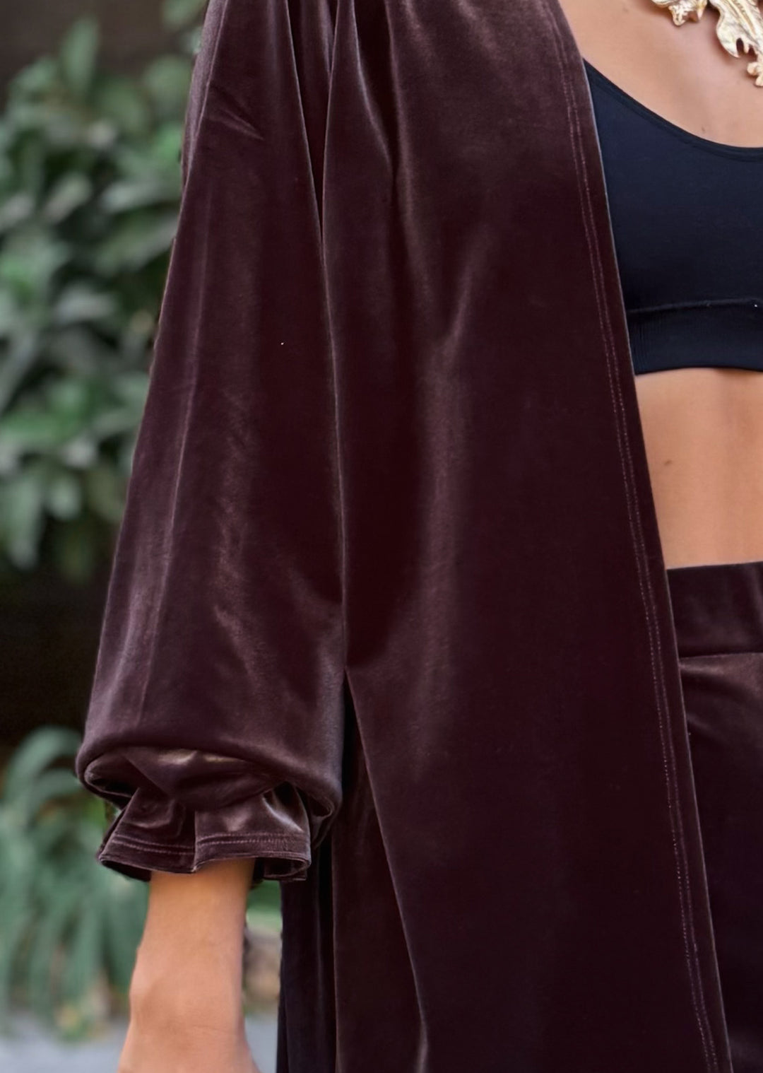 Kimono Midi | Velvet, Coffee