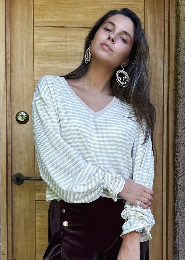 Polera Elvira | Líneas Beige