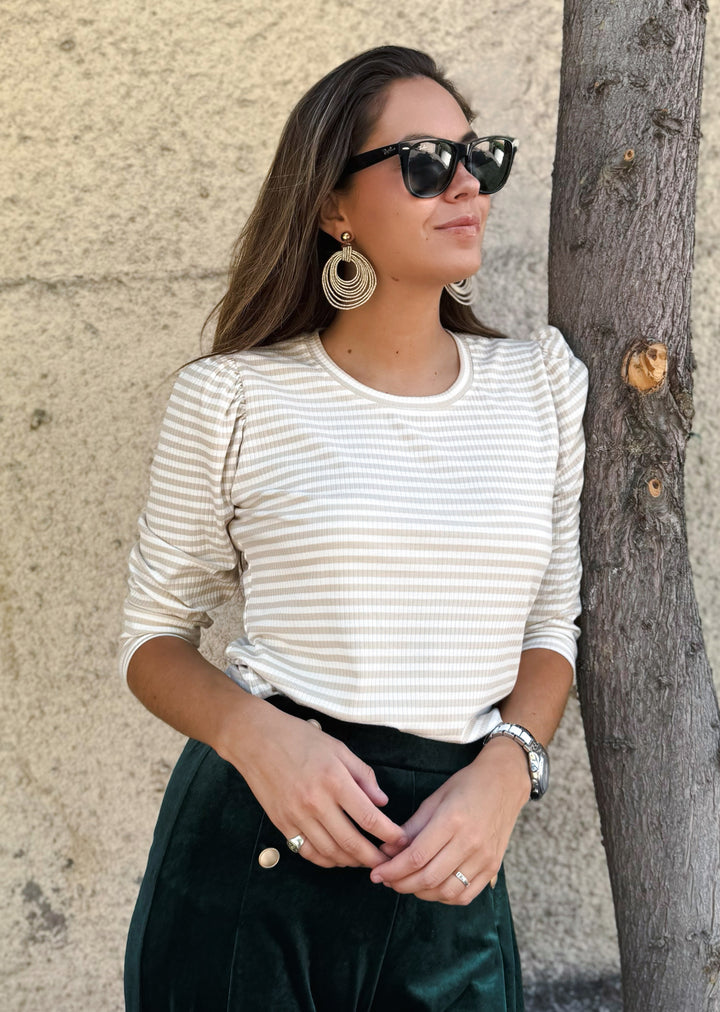 Polera Feña | Líneas Beige
