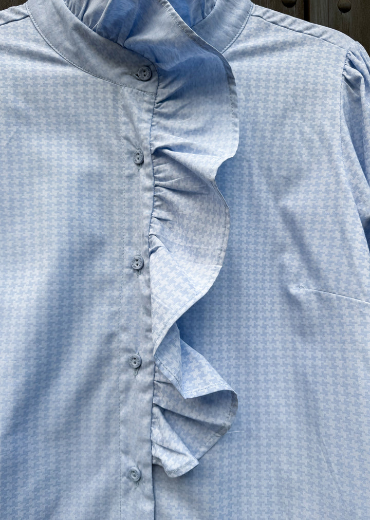 Blusa Gabi | celeste, pie de poule