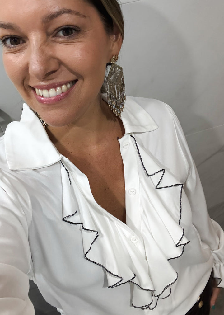 Blusa Naya | Crudo / negro