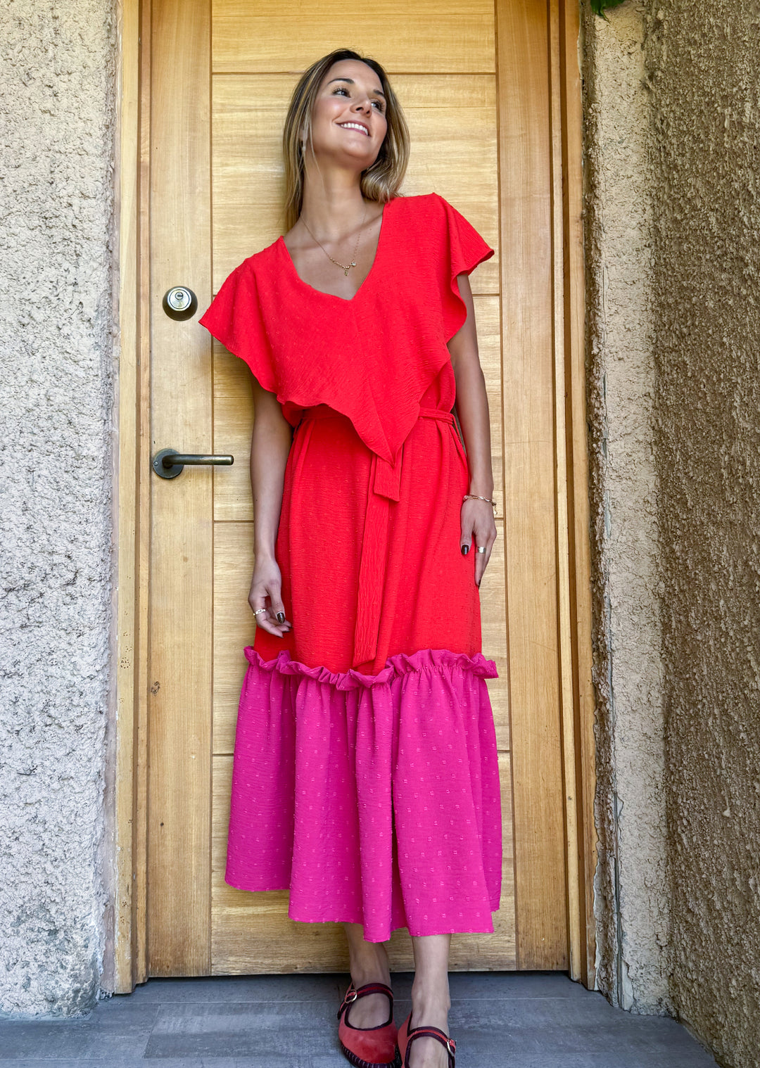 Vestido Clara | Fucsia + Rojo