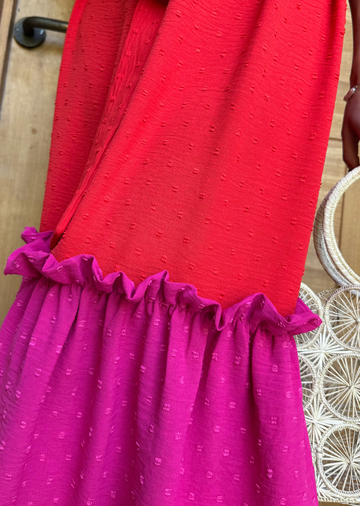 Vestido Clara | Fucsia + Rojo