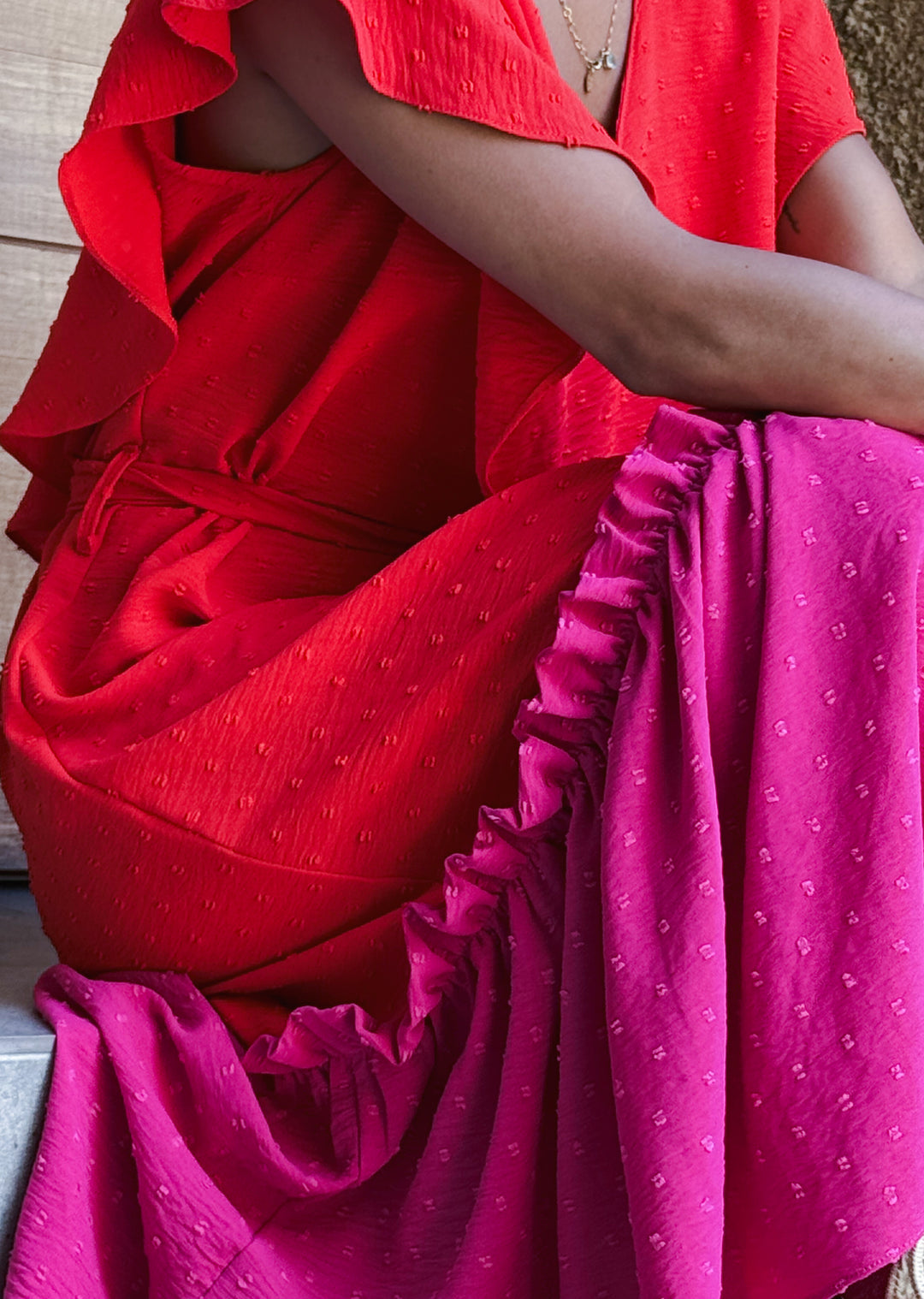 Vestido Clara | Fucsia + Rojo