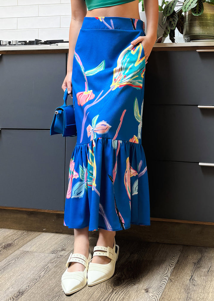 Pollera Lucia | Azul flores