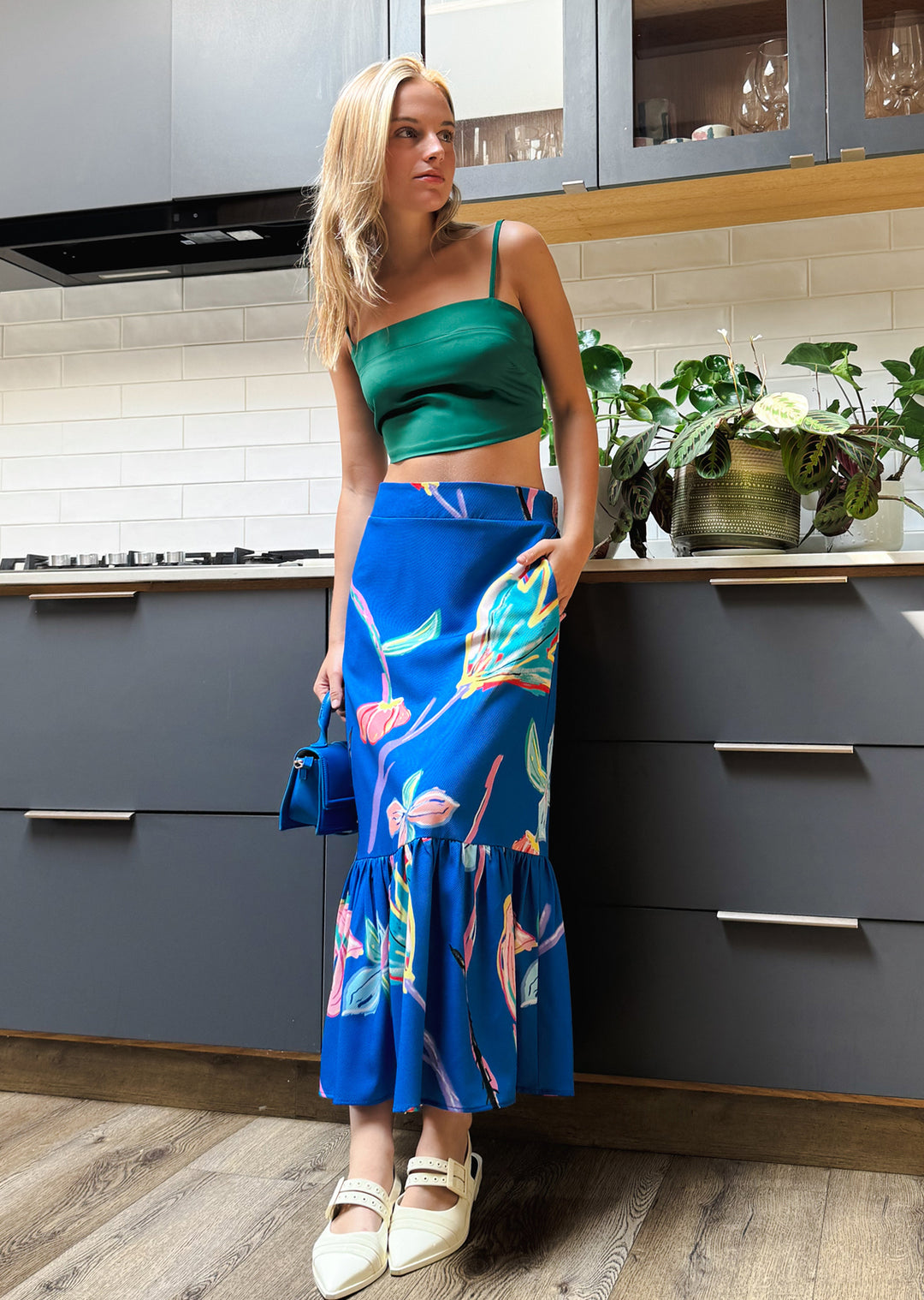 Pollera Lucia | Azul flores